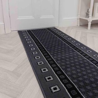 Runrug Hallway Carpet Runner Rug - Soft & Comfy, 9mm - Caesar in Dark Grey | Size: 60 cm x 390 cm