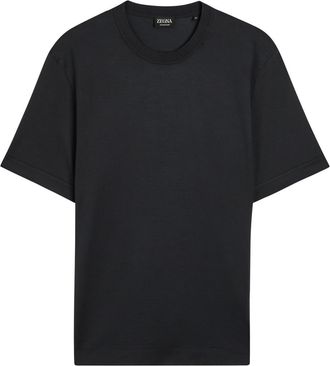 Ermenegildo Zegna Cotton and Silk-blend T-shirt - Black - 52 (IT52 / XL)