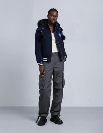 Moose Knuckles Womens Nhl X Moose Knuckles Maple Leafs Bomber Jacket