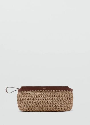 Mango Pochette fibra naturale beige - Donna - Taglia unica - MANGO