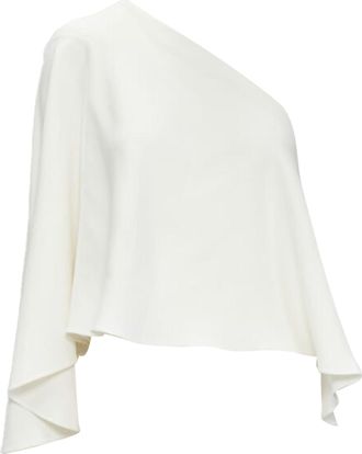 Roland Mouret viscose crepe draped one shoulder cascade top