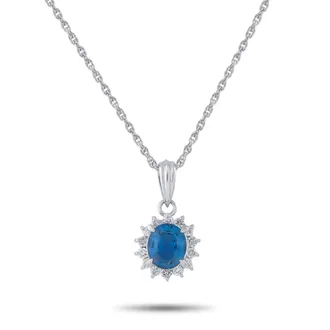 Luxury Bazaar Platinum 0.27ct Diamond and Sapphire Pendant Necklace MF27-041426
