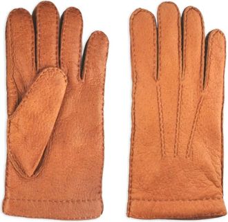 Restelli Guanti con cuciture decorative - Marrone