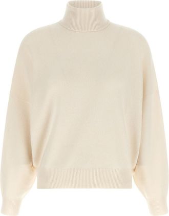 Brunello Cucinelli Off White Knitted Turtle Neck Sweater