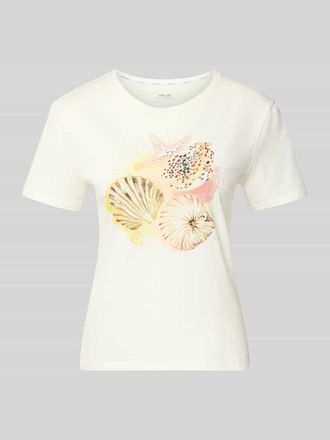 Marc Cain T-Shirt mit Motiv-Print und Strasssteinbesatz in Offwhite, Gr&ouml;&szlig;e 34