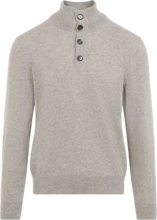 Brioni Truien & Vesten, Heren, Beige, L, Kasjmier, Pullover met hoge hals