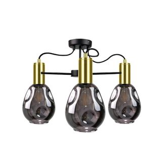 Netlighting Kari Multi Arm Semi Flush Ceiling Light Black Gold 60cm 3x E27