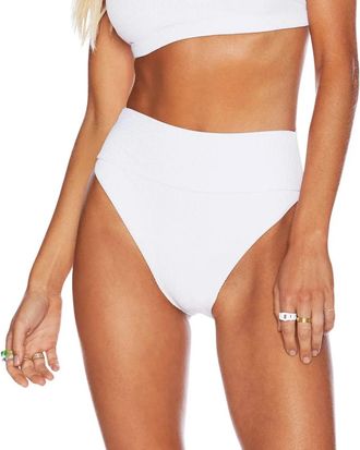 Beach Riot Womens Beach Riot Highway Bikini Bottom White Ribbed High-Waisted GBO1117