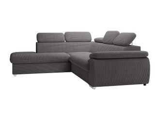 Vente-Unique Sof&aacute; rinconera izquierda convertible en pana gris oscuro FABIEN