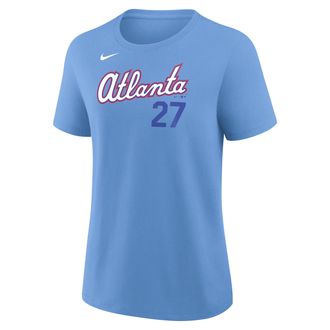 Nike Austin Riley Atlanta Braves City Connect Nike Womens MLB T-Shirt in Blue | 01K94EYAW9-V9W