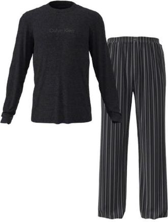 Calvin Klein Mens LS TEE PANT SET LV00NM2955 Set, Multi (CHARCOAL HEATHER TOP w/RACETRACK S), XL