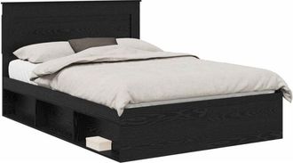 vidaXL Bed Frame with Headboard Black 140 x 190 cm Solid Pine Wood vidaXL