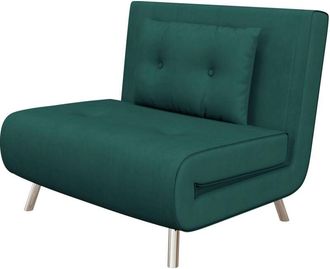 HOMCOM Poltrona Letto Singolo 3in1 in Velluto Schienale Reclinabile Verde Scuro - Homcom