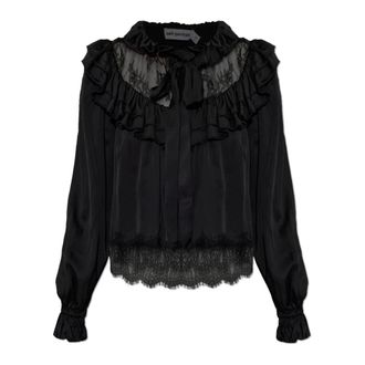 Self Portrait Shirt With Lace Trim - female - Self Portrait - Shirts - Black - XS - Blouses & Shirts