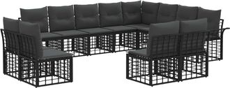 vidaXL Conjunto De Sof&aacute;s De Exterior 12 Uds. Negro Y Gris Oscuro Vidaxl