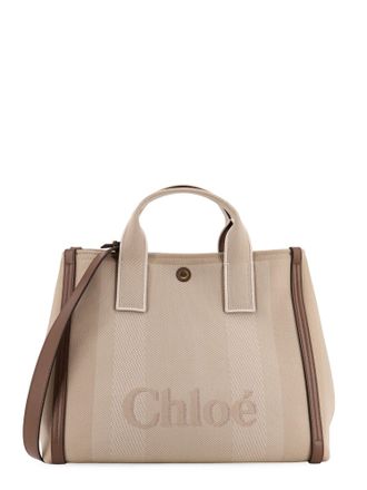 Chloé Striped Jacquard Fabricchloé Carry Crossbody Bag With Oversized Logo On The Front-Donna