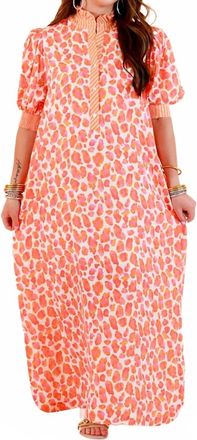 Entro Animal Print Midi Dress In Orange/pink
