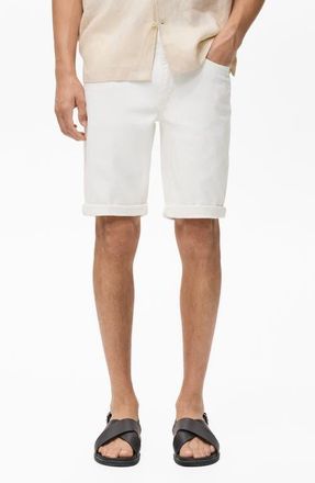 Mango Slim Fit Denim Bermuda Shorts in Off White at Nordstrom, Size 32