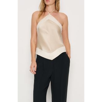 Reformation Jillian Halter Silk Top in Almond at Nordstrom, Size 10