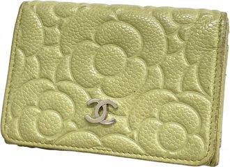 Chanel Green Grained Calfskin Wallet (Tri-Fold) (Pre-Owned)