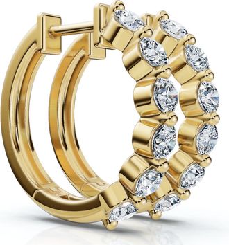 Pompeii3 1Ct 6-Stone Diamond Hoops 10k Gold Lab Grown