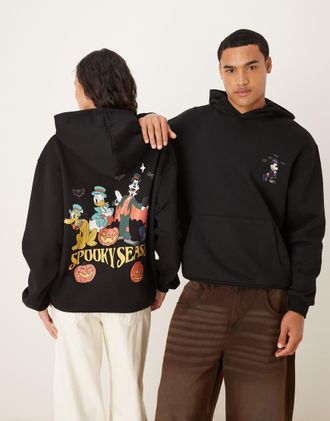 Asos Disney Halloween - Felpa con cappuccio comoda unisex nera con stampe Mickey & Friends-Nero