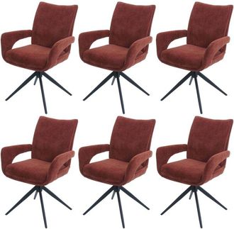 Hhg Nunca Usado] Juego De 6 Sillas De Comedor Hhg 273, Silla De Cocina, Giratoria Con Retorno Autom&aacute;tico, Tejido/textil Chenilla (310 G/m&sup2;) &Ouml;ko-tex, Marr&oacute;