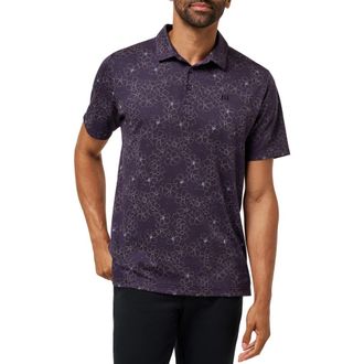 Travis Mathew Just my Type Floral Cotton Blend Piqu&eacute; Polo in Purple Velvet at Nordstrom, Size Xx-Large