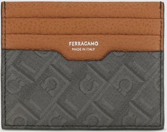 Ferragamo Portacarte in cotone spalmato con monogramma Gancini