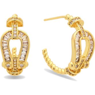 Eye Candy Los Angeles Brigitte Cubic Zirconia Bit Hoop Earrings in Gold at Nordstrom Rack