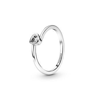 Pandora Ladies Clear Tilted Heart Solitaire Ring, Size 48