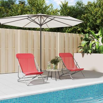 vidaXL Sillas De Playa Plegables 2 Uds Acero Recubierto Textilene Rojo Vidaxl