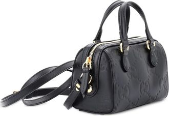 Gucci Borsa a tracolla Jumbo GG mini convertibile in pelle goffrata con manico - Nero