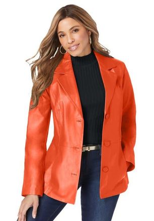 Jessica London Leather Blazer in Paprika Red at Nordstrom, Size 24