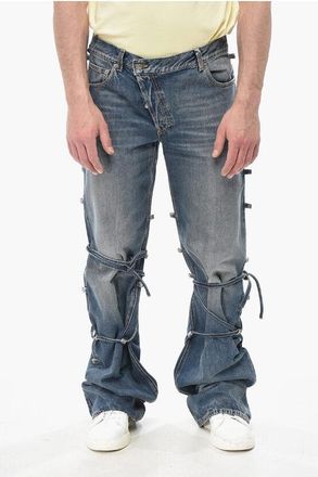 Alexander McQueen Straight-Leg Jeans with Lace-up Details 27cm size 52