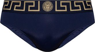 Versace Slip con bordo Greca - Blu