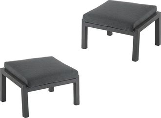 ED&Egrave;N JARD&Iacute; Pack de 2 reposapies de jard&iacute;n aluminio antracita coj&iacute;n gris