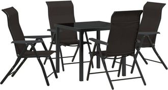 vidaXL Garden Dining Set 5 pcs Black coffee Poly rattan Vidaxl