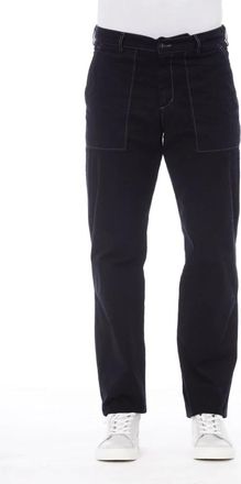 Alpha Studio Broek met Contraststiksels en Zakken - Heren - Straight fit broeken - Blauw - S - Broeken