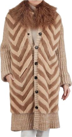 Kiton Regular gestructureerde overjas - Dames - Mantel - Beige - S - Leer - Jassen