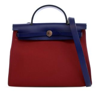 Herm&egrave;s Burgundy Toile Herbag Zip 31