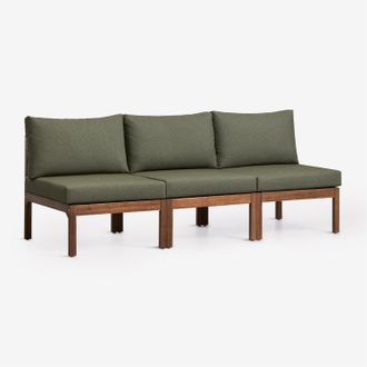 Sklum Sof&aacute; Modular De Jard&iacute;n De 3 Piezas En Madera De Acacia Branson Sklum