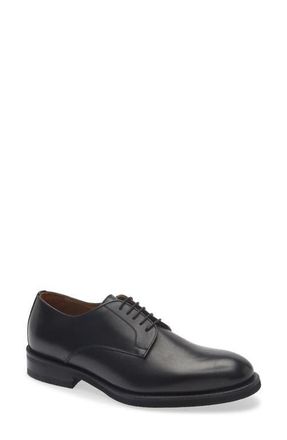 Nordstrom Italian Collection Collodi Plain Toe Blucher Derby in Black Smooth Leather at Nordstrom, Size 10.5