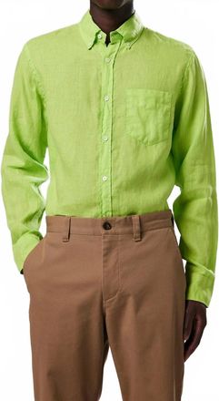 Nn.07 Levon Long Sleeve Button Down Shirt In Neon Green