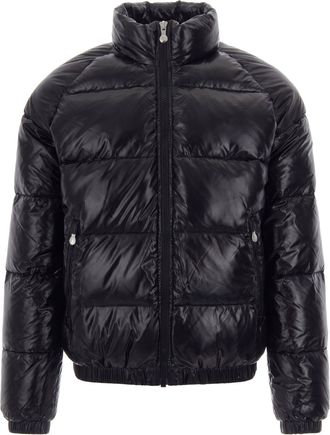 Pyrenex Black Lacquered Nylon Down Bomber Jacket