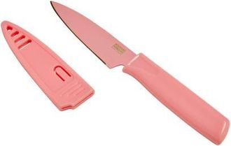 Kuhn Rikon Colori Non-Stick Straight Paring Knife with Safety Sheath, 4 inch in Pink at Nordstrom