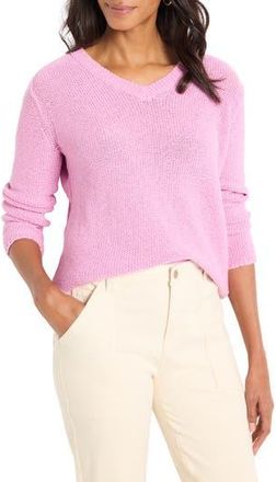 Nic+Zoe Crimpy V-Neck Sweater in Pink Hue at Nordstrom Rack, Size X-Large