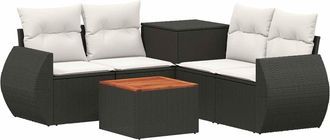 vidaXL Juego De Sof&aacute; 6 Uds. Negro Y Blanco Crema Vidaxl