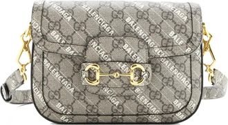 Gucci x Balenciaga The Hacker Project Horsebit 1955 GG Coated Canvas Mini shoulder bag - Bruin