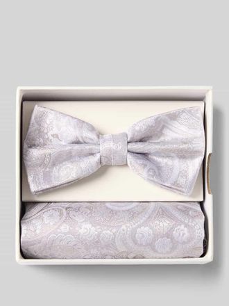 Prince Bowtie Fliege und Einstecktuch im Set aus reiner Seide in Ecru, Gr&ouml;&szlig;e 1